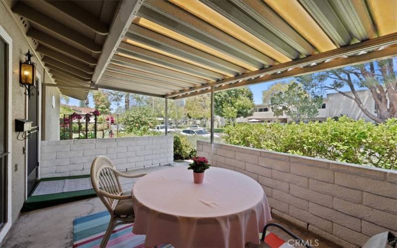 private front patio.