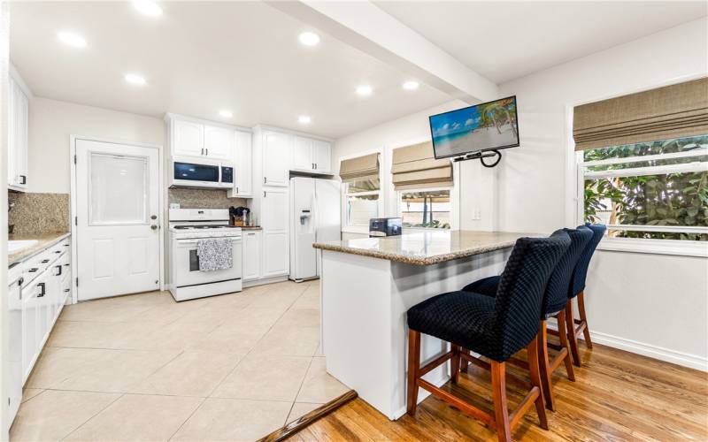 Tiled flooring in kitchen