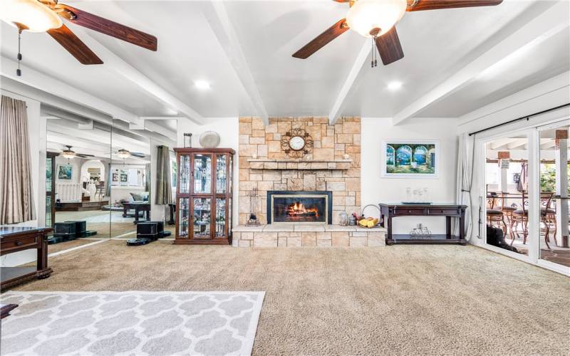 Step down family room with fireplace excellent for family gatherings