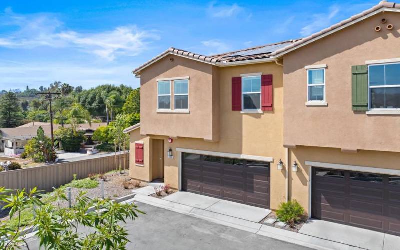 Front of this Corner Lot Townhome from above.  Premium end location across from the reservoir.