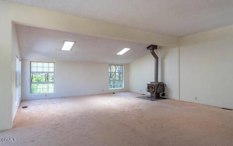 Woodstove in Oversized Livingroom