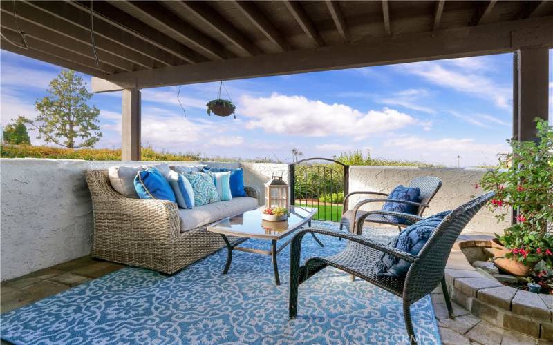 Private patio off 3rd bedroom with panoramic views on lower level