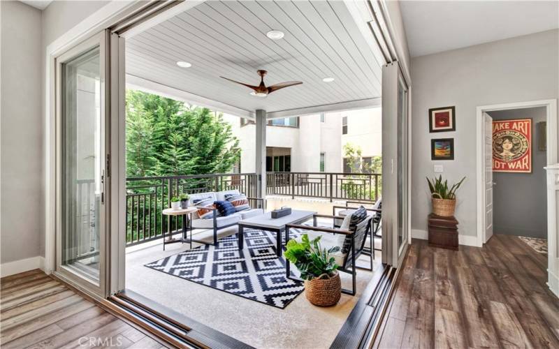 Second-floor patio off the family room, great for entertaining and outdoor dining
