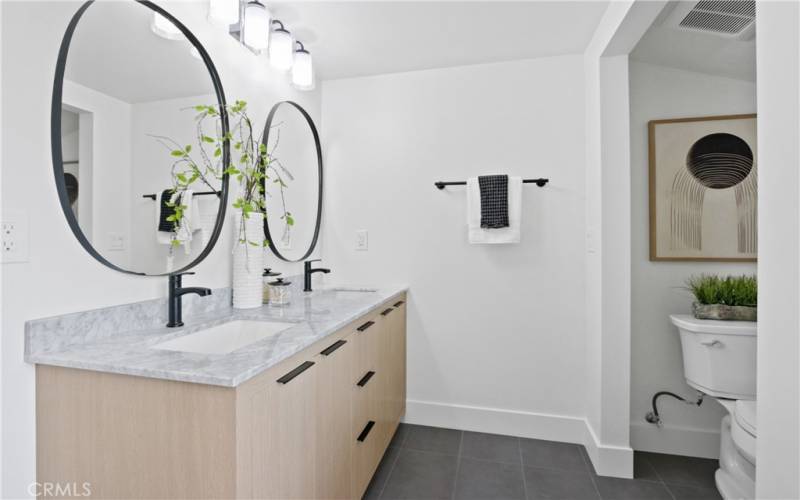 Upstairs Large Master Suite Bathroom Walk in Shower with 2 vanity sinks #4