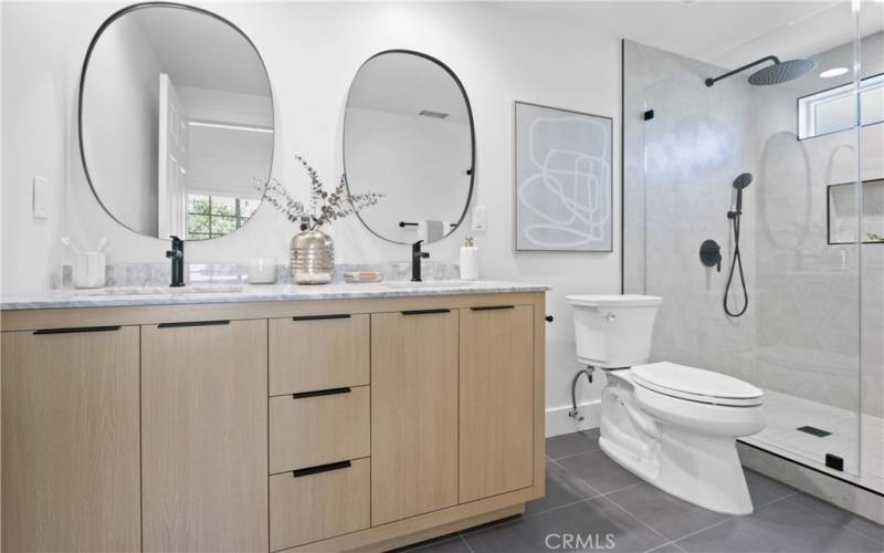 Down Large Master Suite Bathroom Walk in Shower with 2 vanity sinks #1