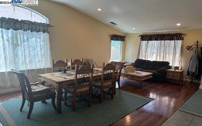 living room and dining area