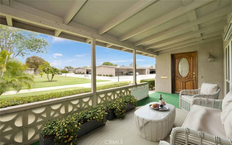 Spacious outdoor patio over-looks natures beauty.