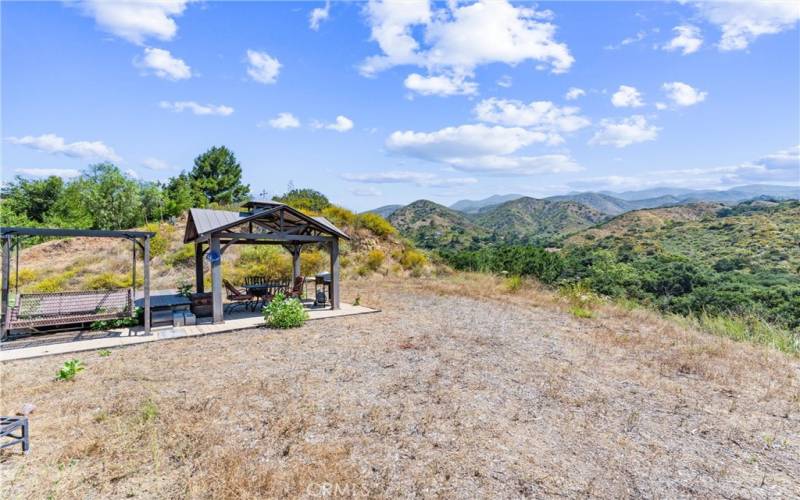 Gazebo/BBQ at the top of the property.  Views for miles