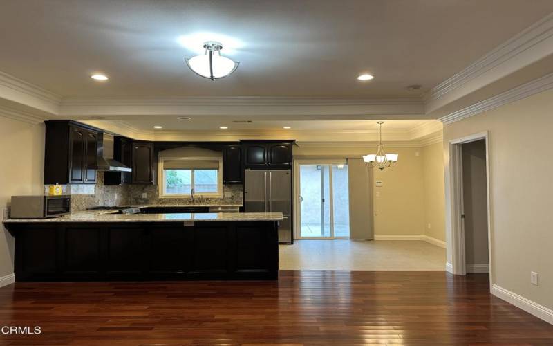 Family room and kitchen