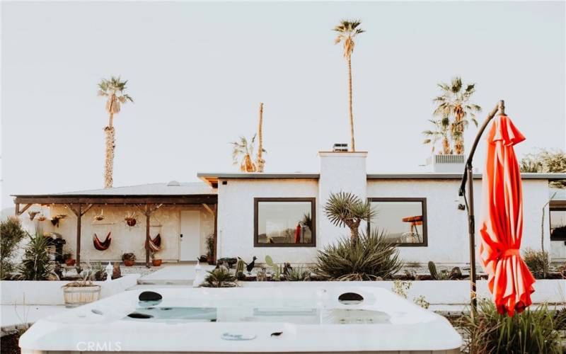 Back Yard with Hot Tub.