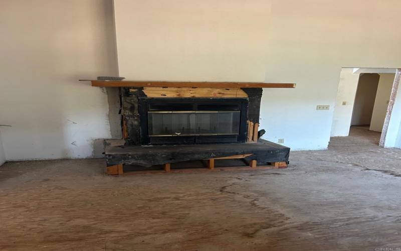 Fireplace in den