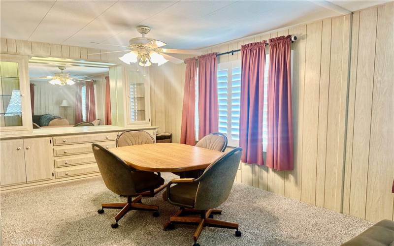 dining room with built in hutch