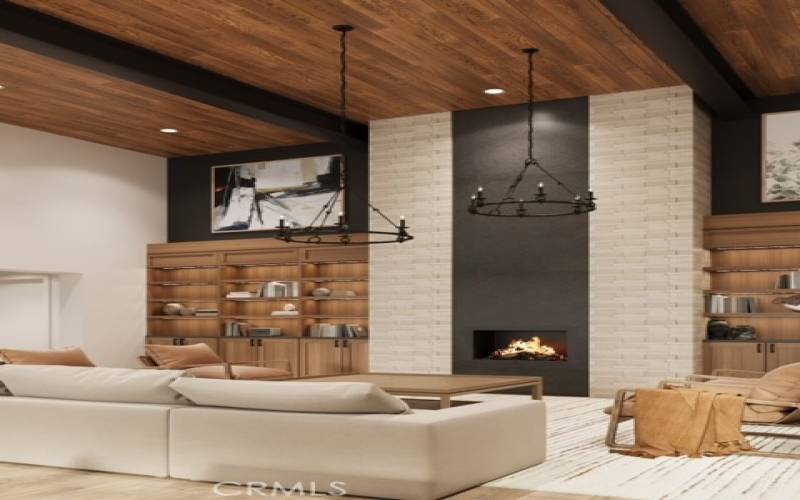 Living Room - Fireplace Rendering