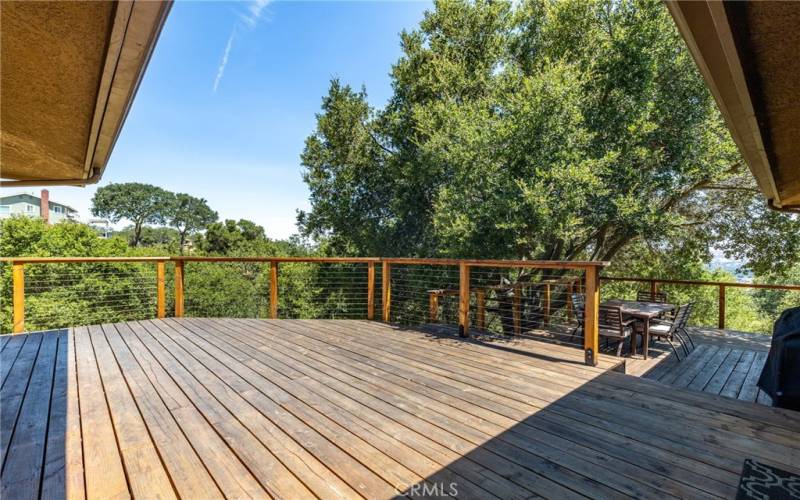 Deck off of the dining area could be a wonderful space for an outdoor couch for entertaining or relaxing.