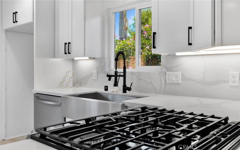 High End Gas Range and Kitchen View