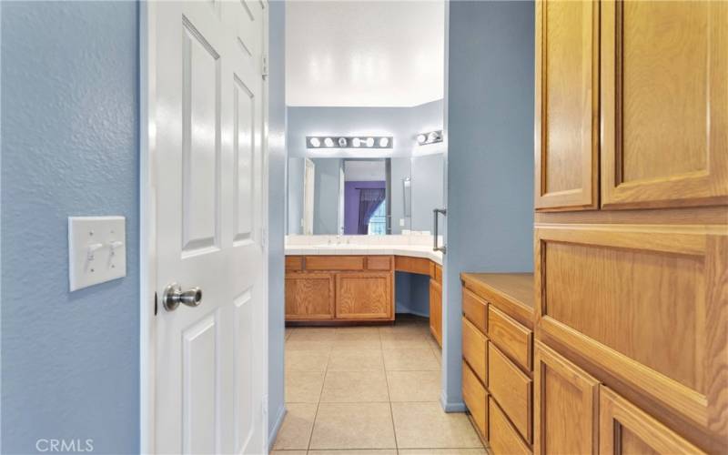 Primary bath is bright and spacious w/ a walk in closet!
