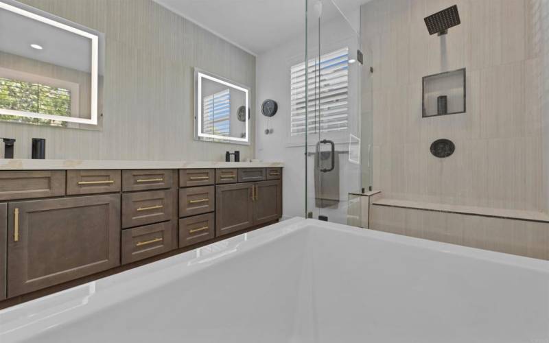 Soaking tub with separate walk-in shower