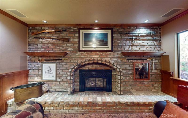 gas fireplace in den/family room