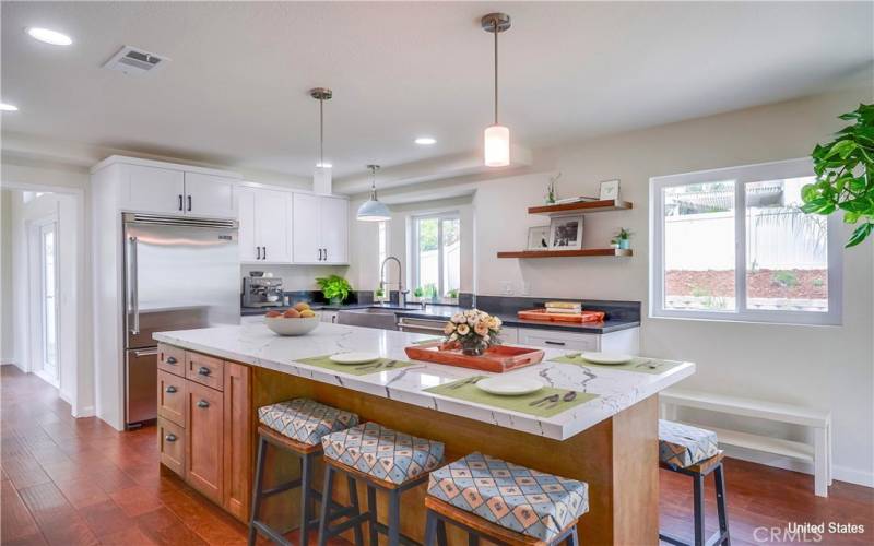 kitchen with bay window