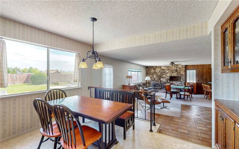 Breakfast nook offset from the kitchen.