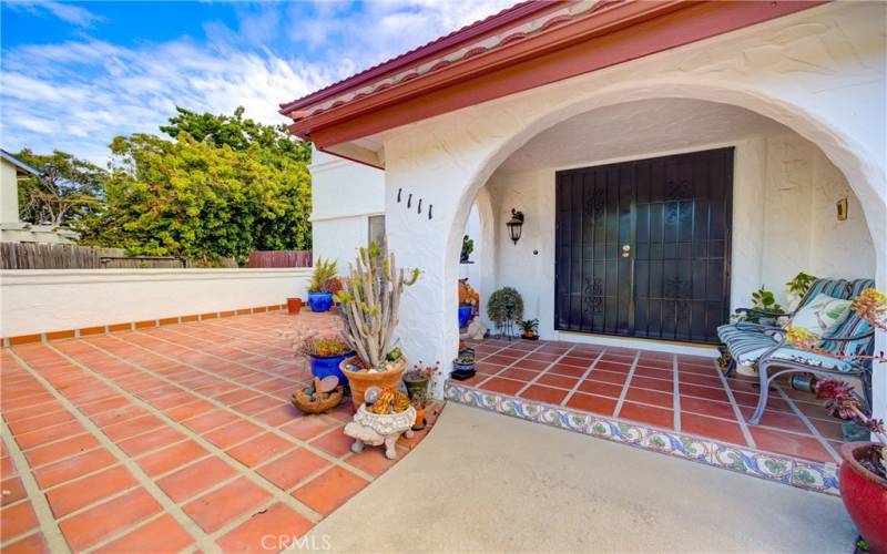 Saltillo tile in front patio.