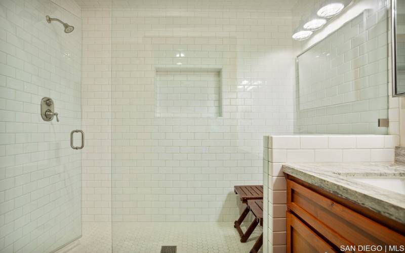 Downstairs bathroom w/ steam room shower