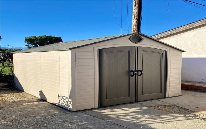 Shed for storage.