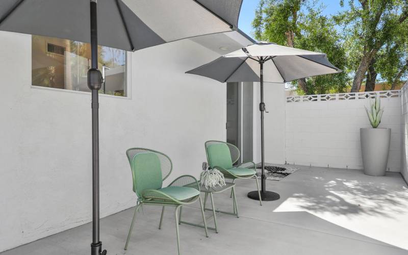 Spacious patios surround this property