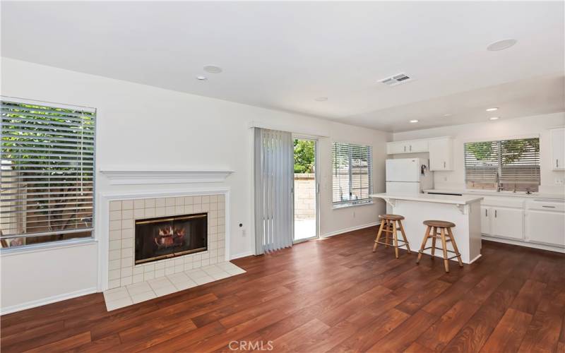 Family room opens to remodeled kitchen.