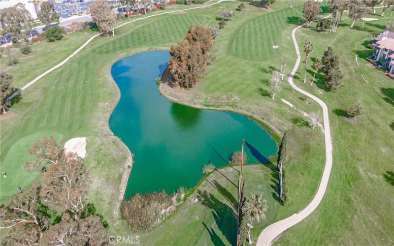 Rancho San Juaquin Golf Course and its small lake