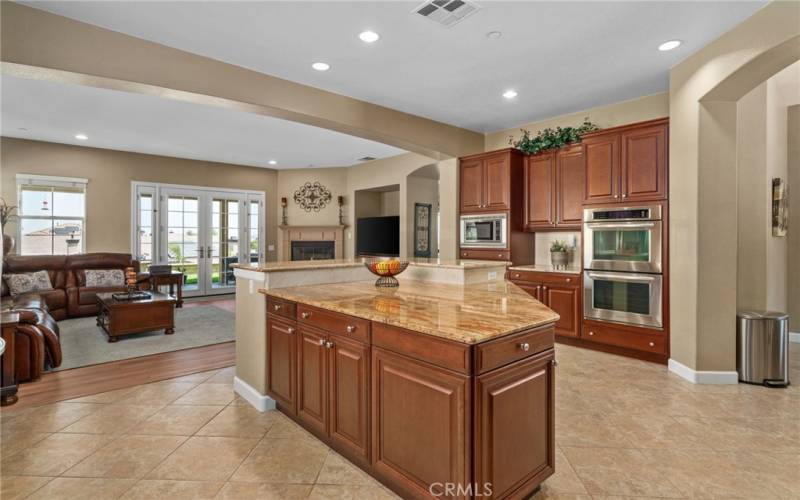 Kitchen island serving/prep side