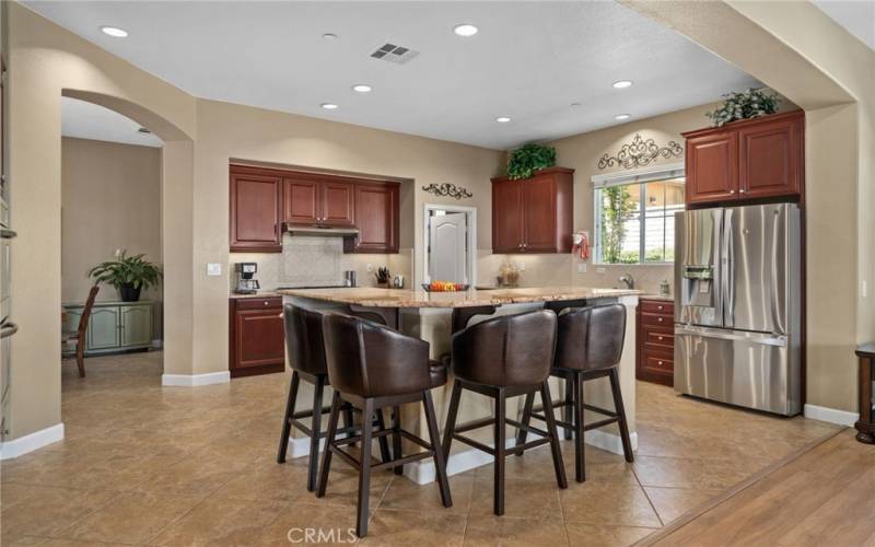 Kitchen island dining side