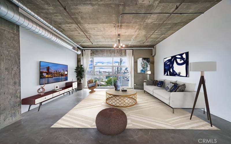 Living Room with Views & High Ceiling