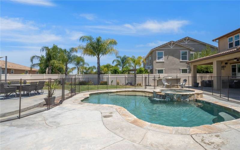 Pool fence is removable and has two different gates for easy access.