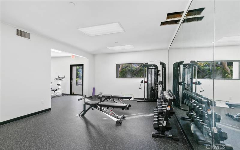 Work out room in the club house.
