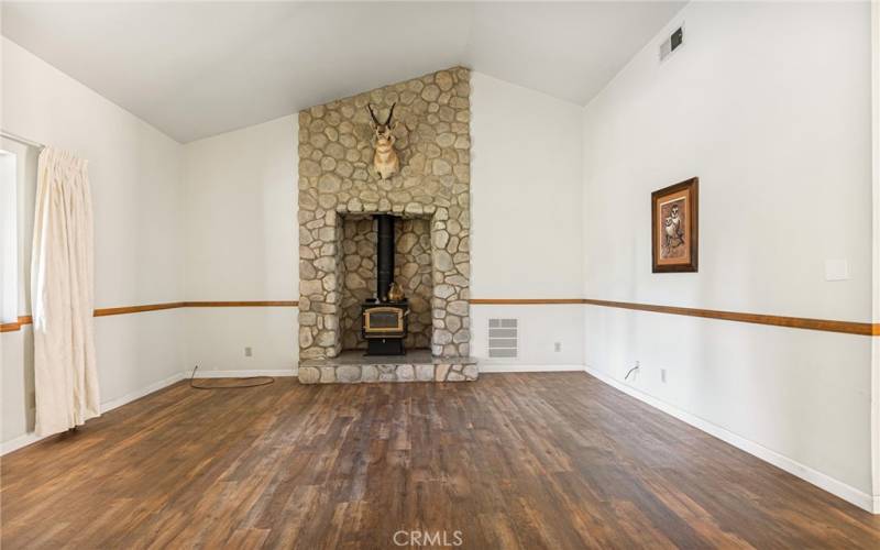 wood burning stove insert in living room