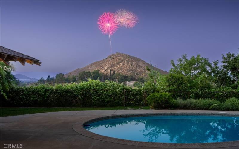 You will be the envy of all your friends and family as having the BEST gathering place for 4th of July celebrations with your front-row view of fireworks set off at the top of Mt. Rubidoux!