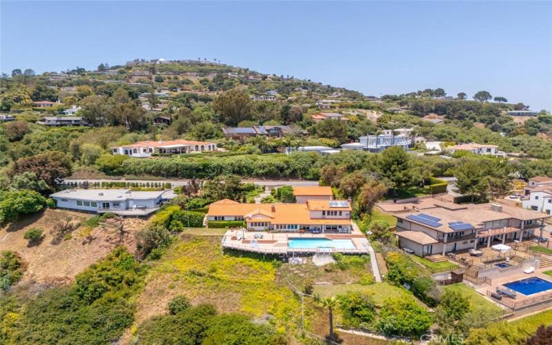 Aerial picture of home from canyon