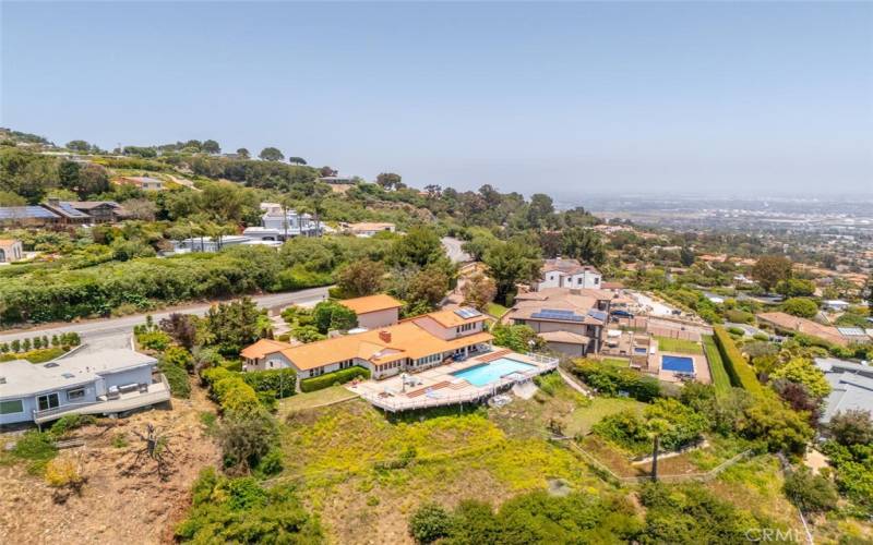 Aerial picture of home from above canyon