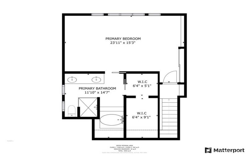 Scematic Floor plan 2nd Level (Primary bedroom)