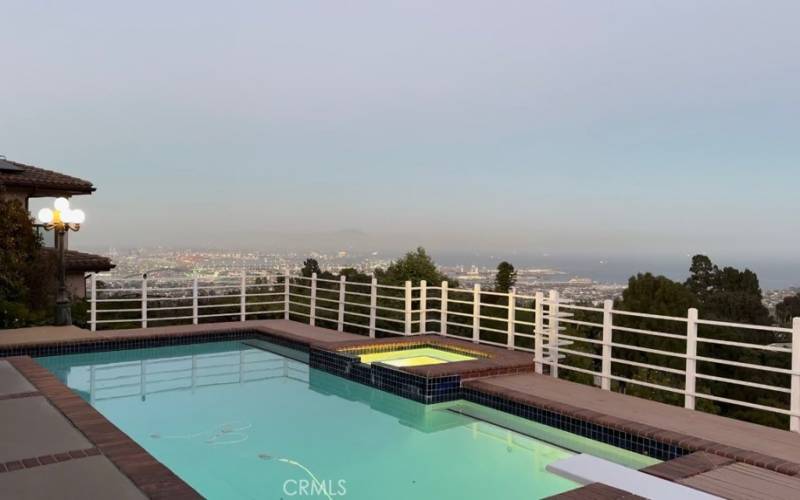 Pool view at dusk