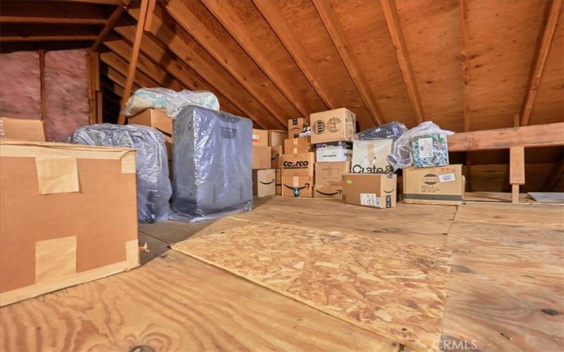 Storage in garage attic