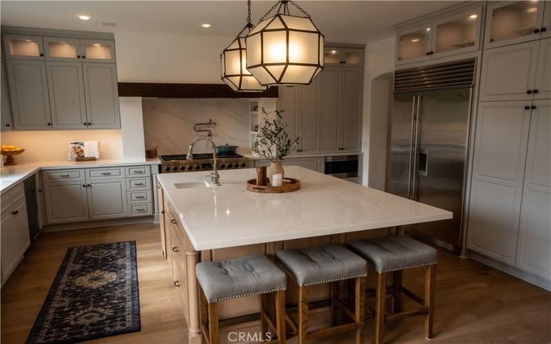 Spacious kitchen with large center island.