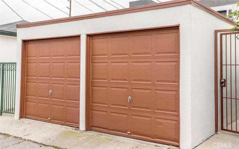 2 car garage with separate doors.