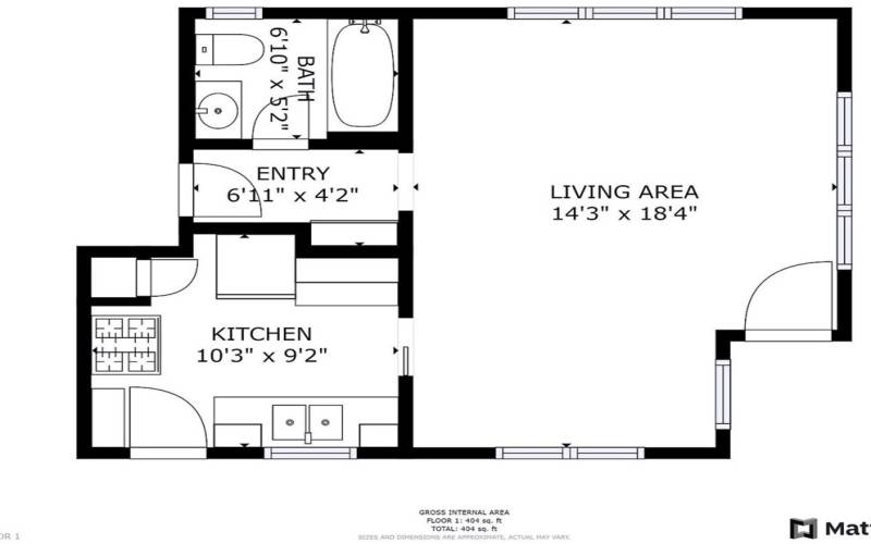 Front - Studio Unit - these always show less sqft but its around 450 sqft. It feels bigger