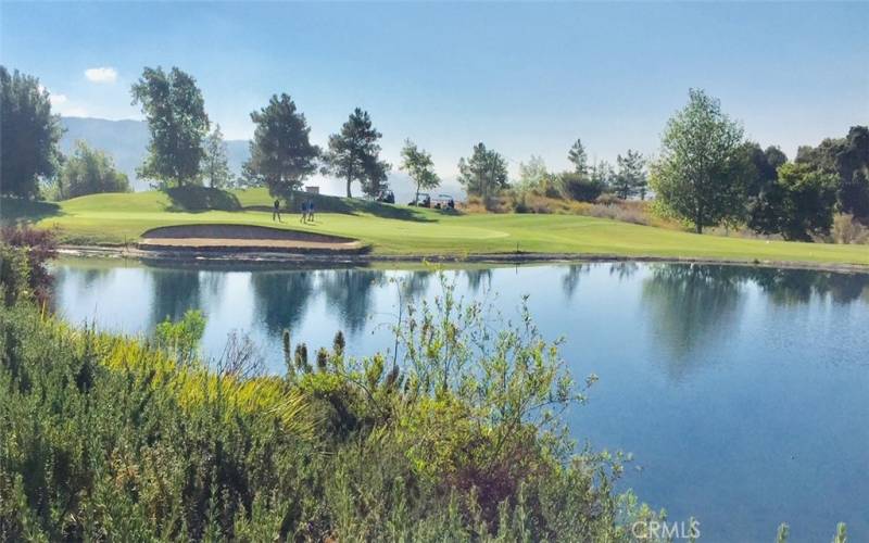 Pond behind Trilogy Lodge looking toward Glen Ivy Golf's 17th Hole. Several Ponds line the fairways.