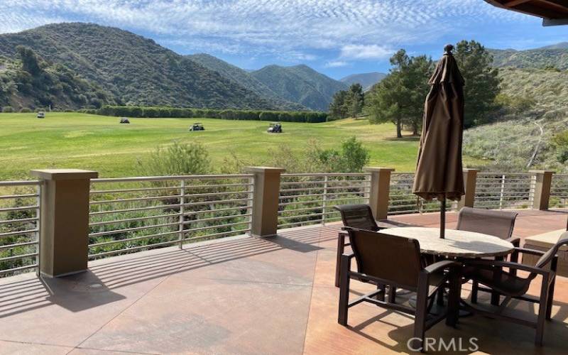 View of 17th fairway from the back patio of Trilogy's  Pacific Crest Lodge.