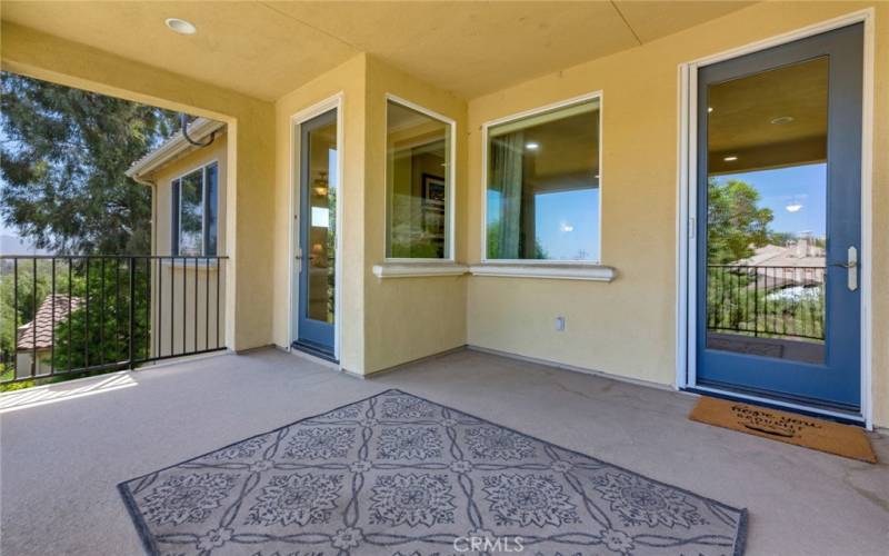 View of covered Rear Patio Deck that has two entry/exit doors into the condo's Great Room.