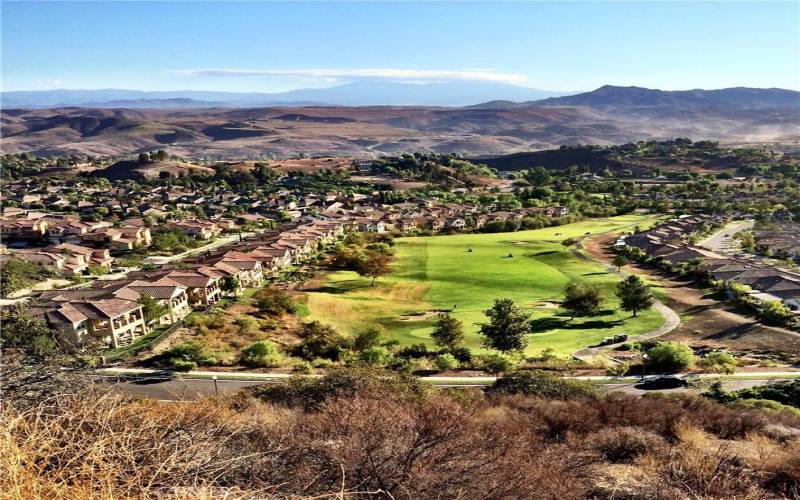 Trilogy's Condo Community is Left of Glen Ivy Golf's beautiful 13th fairway. View is toward Eastern mountains.