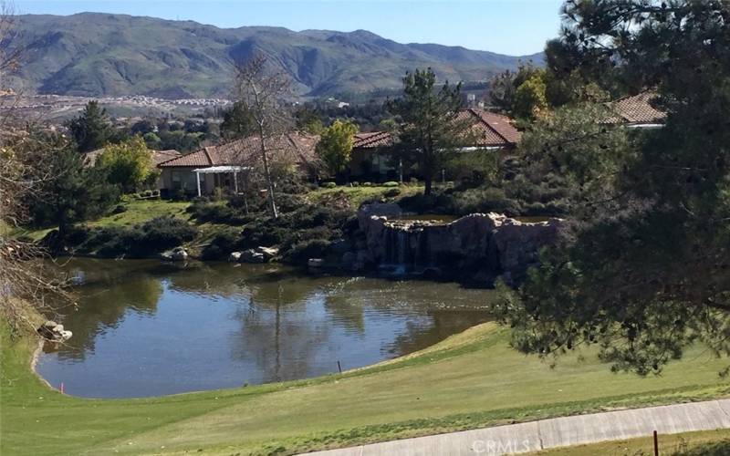 Scenic Pond outside Glen Ivy's Golf Pro Shop & Grill. Many more ponds dot the challenging fairways.